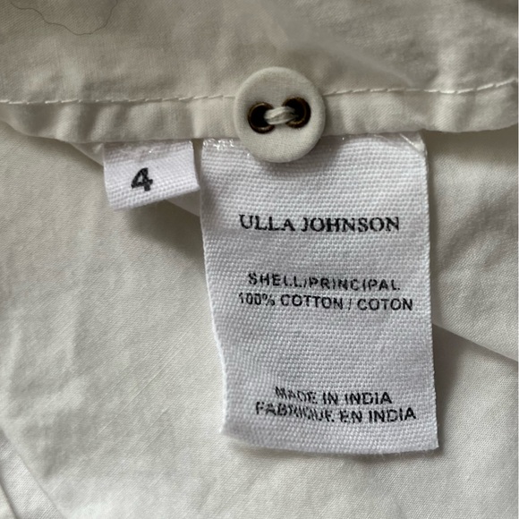 Ulla Johnson Tulia Tiered Ruffle Sleeve Crisp Ivory White Cotton Top - Picture 8 of 10
